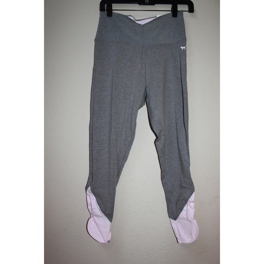 Victoria's Secret PINK Logo Sweatshirt Top Shirt Gray Leggings Pants Set - Picture 7 of 8